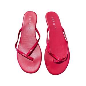Esprit Flip Flop Patent Red Sandals Summer Casual 90s Y2K Size 7 Beach Spring